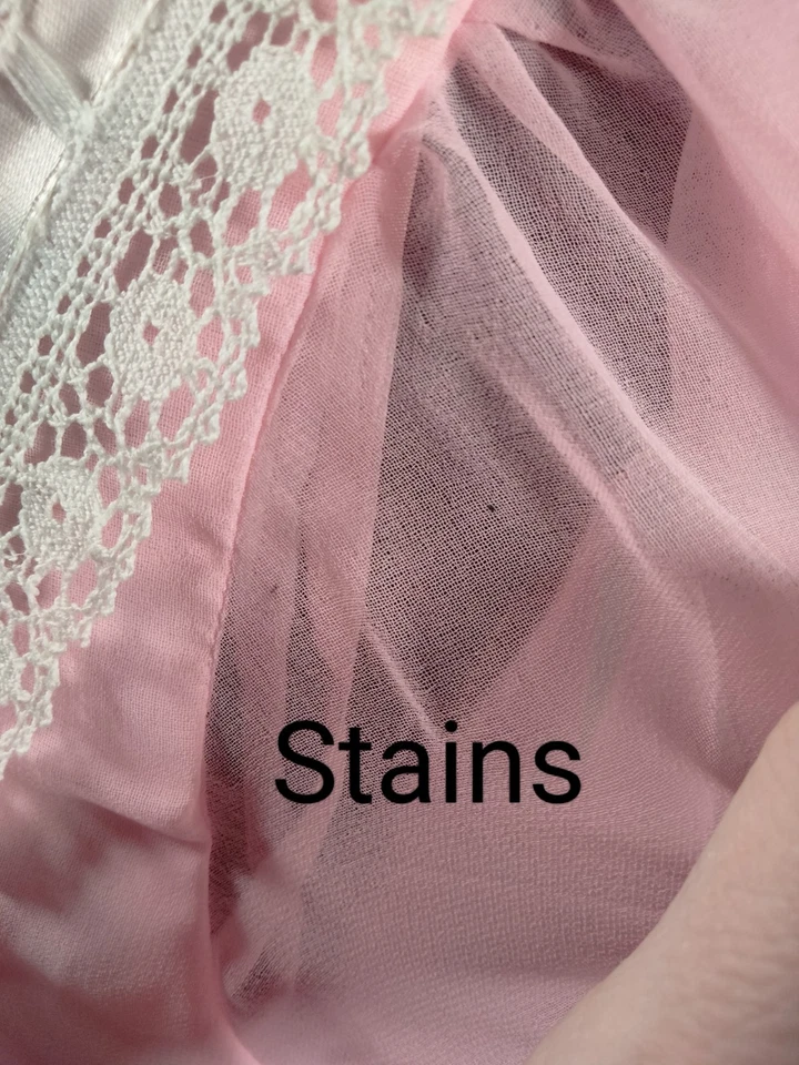 Vestido Pradera De Colección Años 70 Talla L Gasa Encaje Bebé Rosa Campesino En Niveles Cottagecore Foto 3 de 4