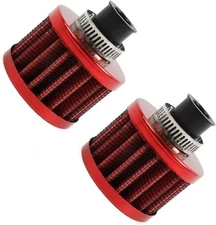MUGE RACING 2Pcs Air Filter Cold Intake Breather 12mm Valve Red 