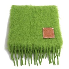 LOEWE Anagramm Mohair Fransen Schal Grün Damen Gebraucht Top Aus Japan