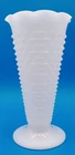 Vintage Anchor Hocking Milk Dot Dash Glass Hobnail Flared Trumpet Vase Footed