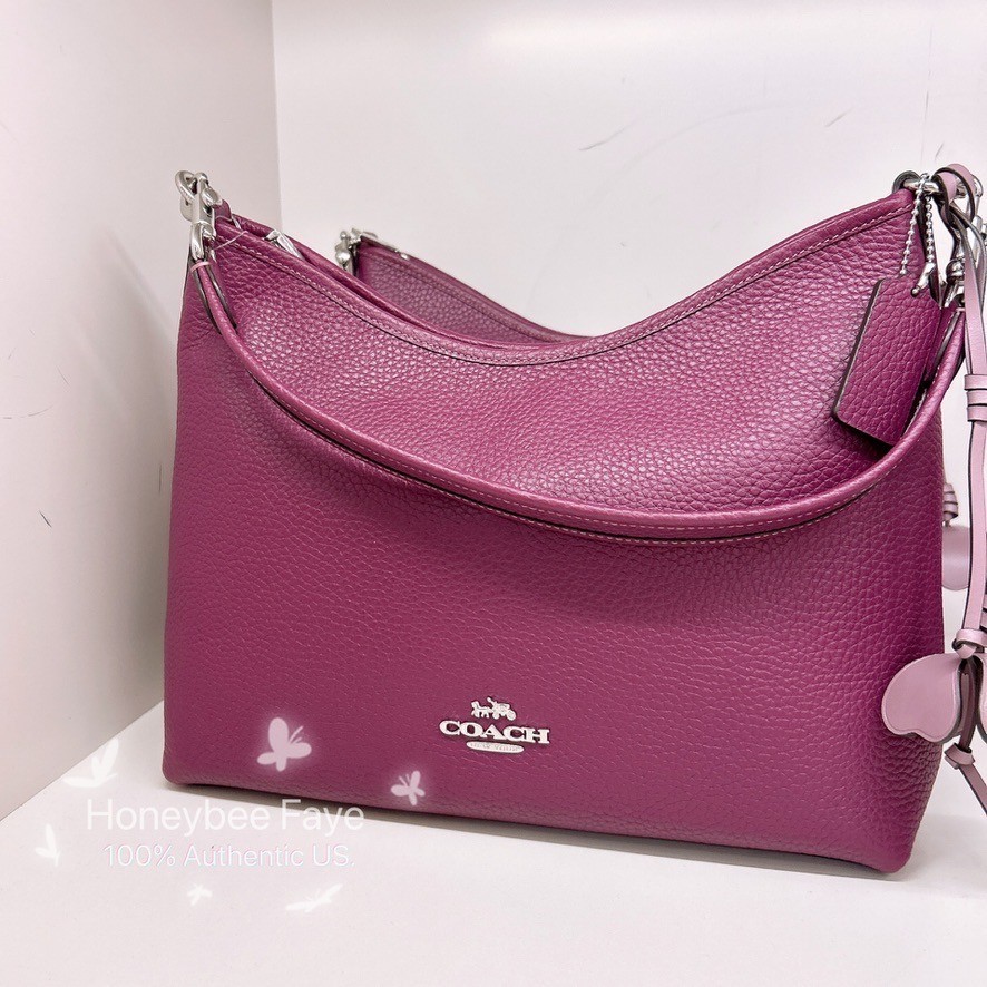 NWT Coach Laurel Shoulder Bag With Flower Charm CCE35 Plum/Jasmine