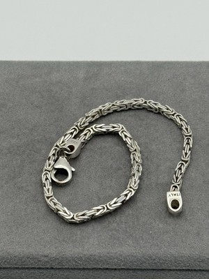 Silber Herren Byzantiner Armband 925er Sterling Silber Top Zustand 19cm 2,3mm b