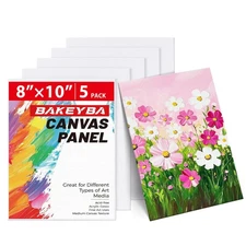 BAKEYBA Canvas Boards 5 Pack, 8x10 Inch Small Painting Canvas Panels, 100