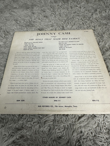 Johnny Cash Sings The Songs That Made Him Famous, Sun LP, DT 90668, 1966 - Imagen 2 de 3