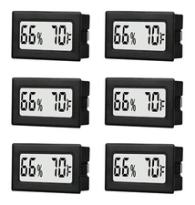 6 Pack Mini Small Digital Hygrometer Thermometer Indoor Temperature and Black 