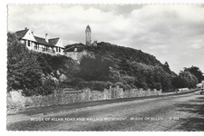 postcard -bridge of allan road and wallace monument - bridge of allan