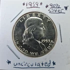 1959 Uncirculated 90% Silver Franklin Half Dollar
