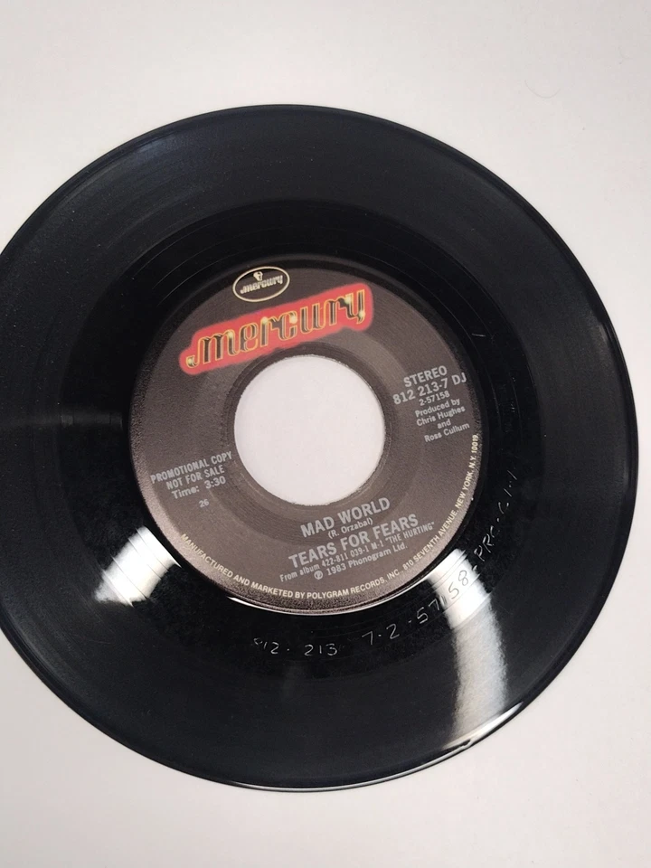 Tears For Fears - Mad World 7" Blue Promo Vinyl Record w/Pic Sleeve 1983 Nice - Image 3 of 4