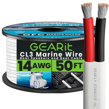 GEARit 14 Gauge Marine Wire, 14/2 AWG (50ft) Grade 50 Feet, White 