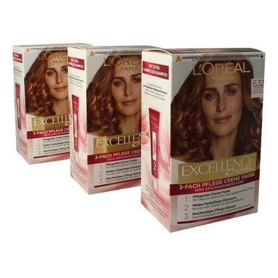 3 x L'Oréal Excellence Creme Coloration 6.32 Sonniges Hellbraun