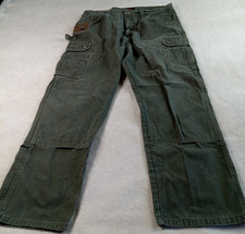Wrangler Riggs Pants Mens 38x32 31.25 Olive Cargo Dbl Knee Ripstop Workwear