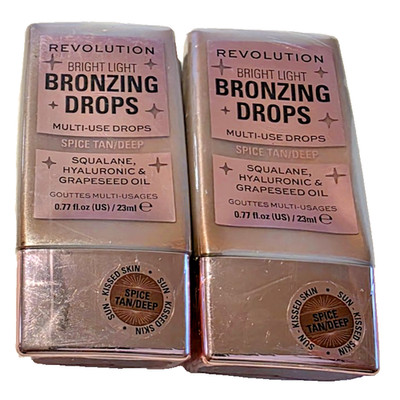 REVOLUTION BRIGHT LIGHT GLOW DROPS Spice Tan/Deep 0.77oz EA SEALED