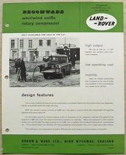 LAND ROVER BROOMWADE WHIRLWIND UNIFLO ROTARY COMPRESSOR Leaflet July 1962 #LR363