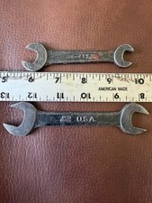 Vintage 2x FORD Script Logo M Stamp Double Open End Wrenches, 4" & 5 1/2" Length