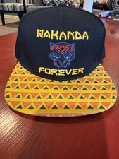 Marvel Black Panther Adult Hat Cap Black Yellow Wakanda Forever Tribal Snapback