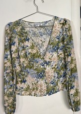 Reformation Nell Corset Top, S, Blue Floral