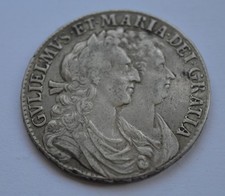 1689 William & Mary Half Crown Silver Coin