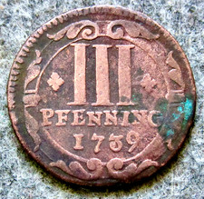 Münster Cathedral Chapter German States 1739 3 Pfenning, St. Paul Sword & Bible