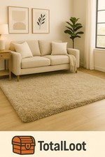 Image of Designer Nimbus Shaggy Taupe Rug  , 120 x 170cm , Modern plain plush design