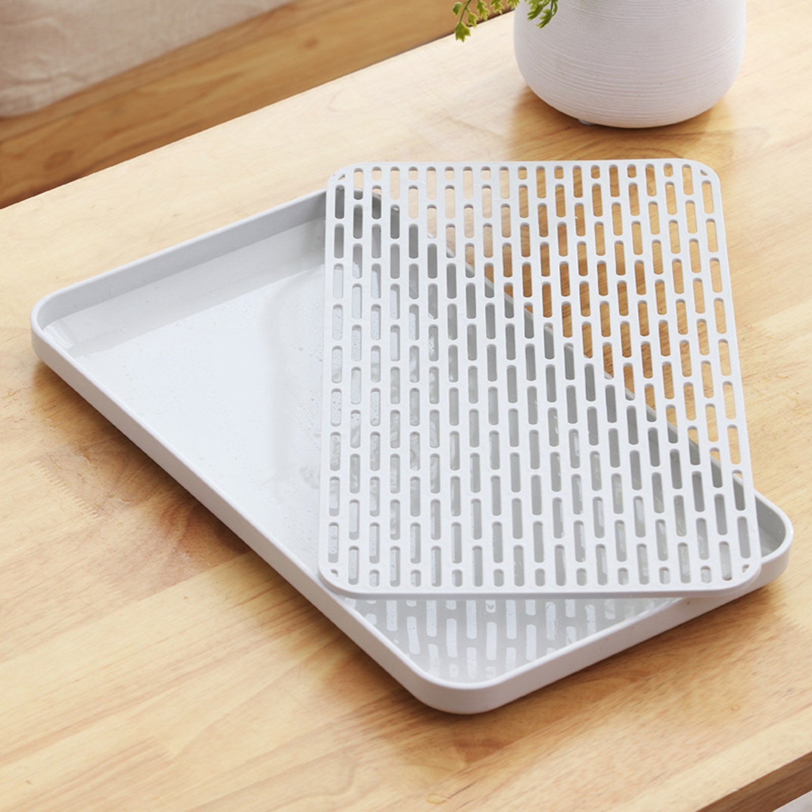 Double Layered Water Drainage Tea Tray For Kitchen Organization //