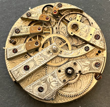 Antico orologio da tasca cinese movimento parti molto incise/riparazione ornato 45,2 mm