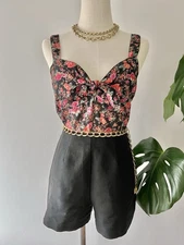 Vintage 1990s Koala Blue Floral Sweetheart Tie Tank Top | S/M | Grunge Y2K