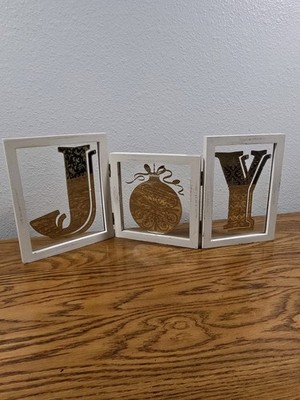 Hinged Frame with Glass Panels spelling out ''JOY'', Cracker Barrel Christmas 