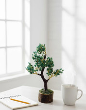 Handmade Green Jade Crystal Tree of Life, Gemstone Bonsai Wish Tree