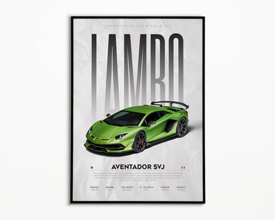 Lamborghini Aventador SVJ Poster | Hyper Car Poster | Super