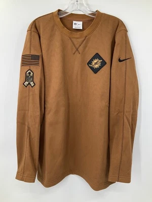 MIAMI DOLPHINS TEAM ISSUED TAN/BROWN NIKE SALUTE TO SERVICE WAFFLE SWEATSHIRT