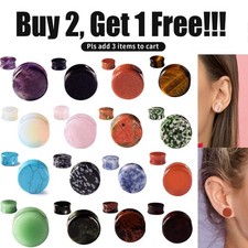 1Pair Natural Stone Ear Plugs Flesh Tunnels Gauges Piercing Jewelry 2g-5/8"