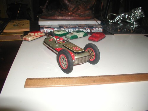 TM Masudaya Japan Tin Litho Friction Roll Over Race Car 8 x 2 Vintage Not Work - Picture 10 of 13