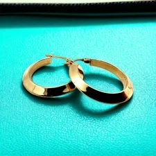 14K Yellow Gold Designer Hoop Earrings 1" Wide SALE SAVE 500 #M363