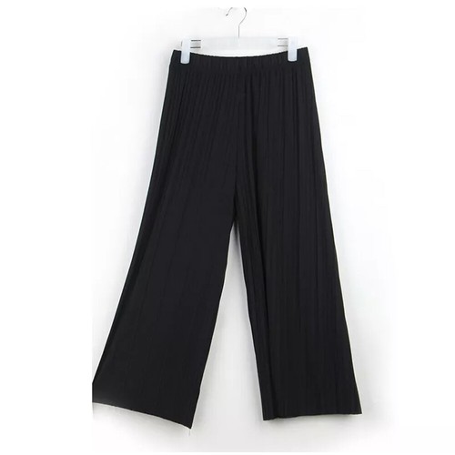 Pantalone donna gamba larga harem plissettato stropicciato svasato palazzo tinta unita larghi - Foto 19 di 28