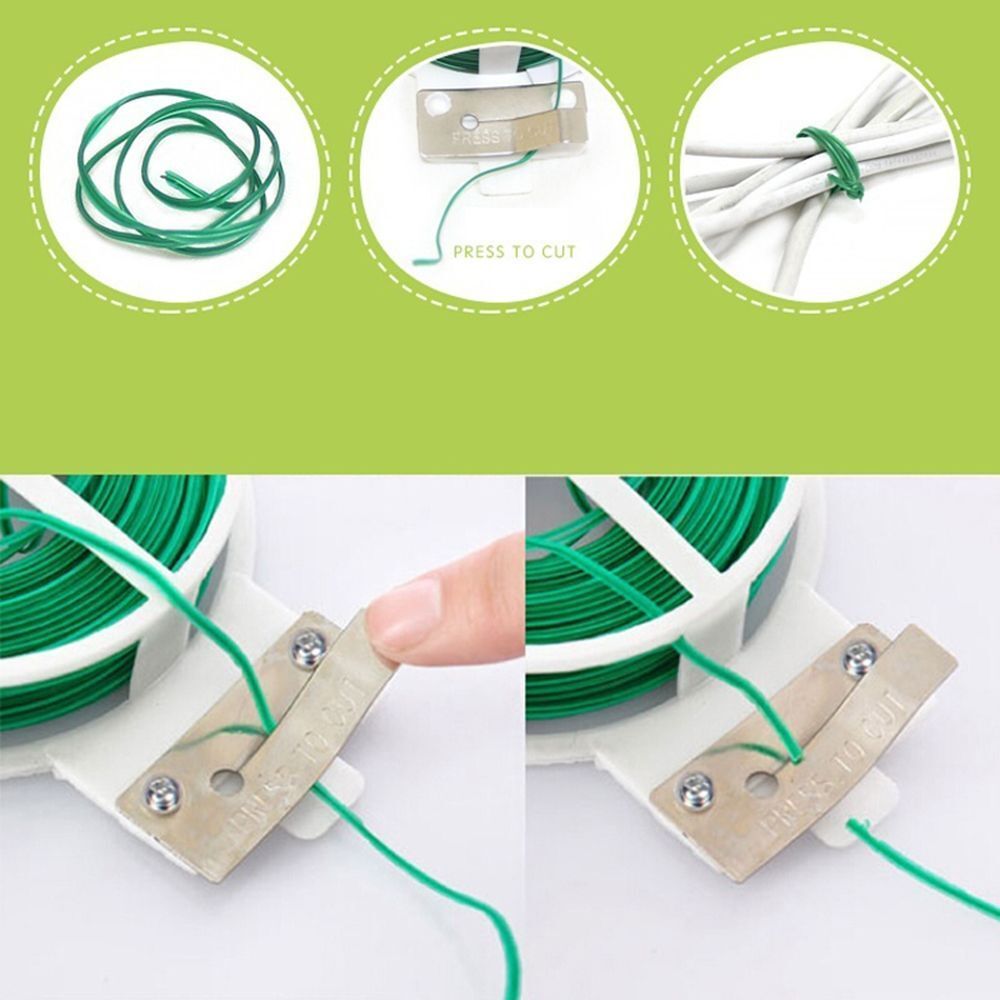 Slicer Cutter Iron PVC 1 Roll 50M Plastic Wire Twist Tie Green Garden