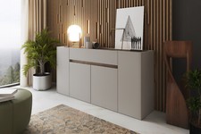Credenza moderna mobile madia multi 4 ante 1 cassetto soggiorno noce chiaro