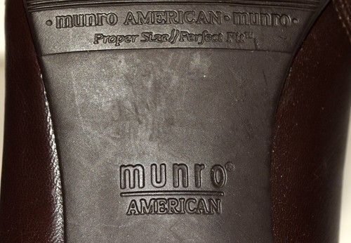 Munro American Dark Brown Leather Chunky Block Heel Slip on Heels Size 8B - Picture 7 of 10