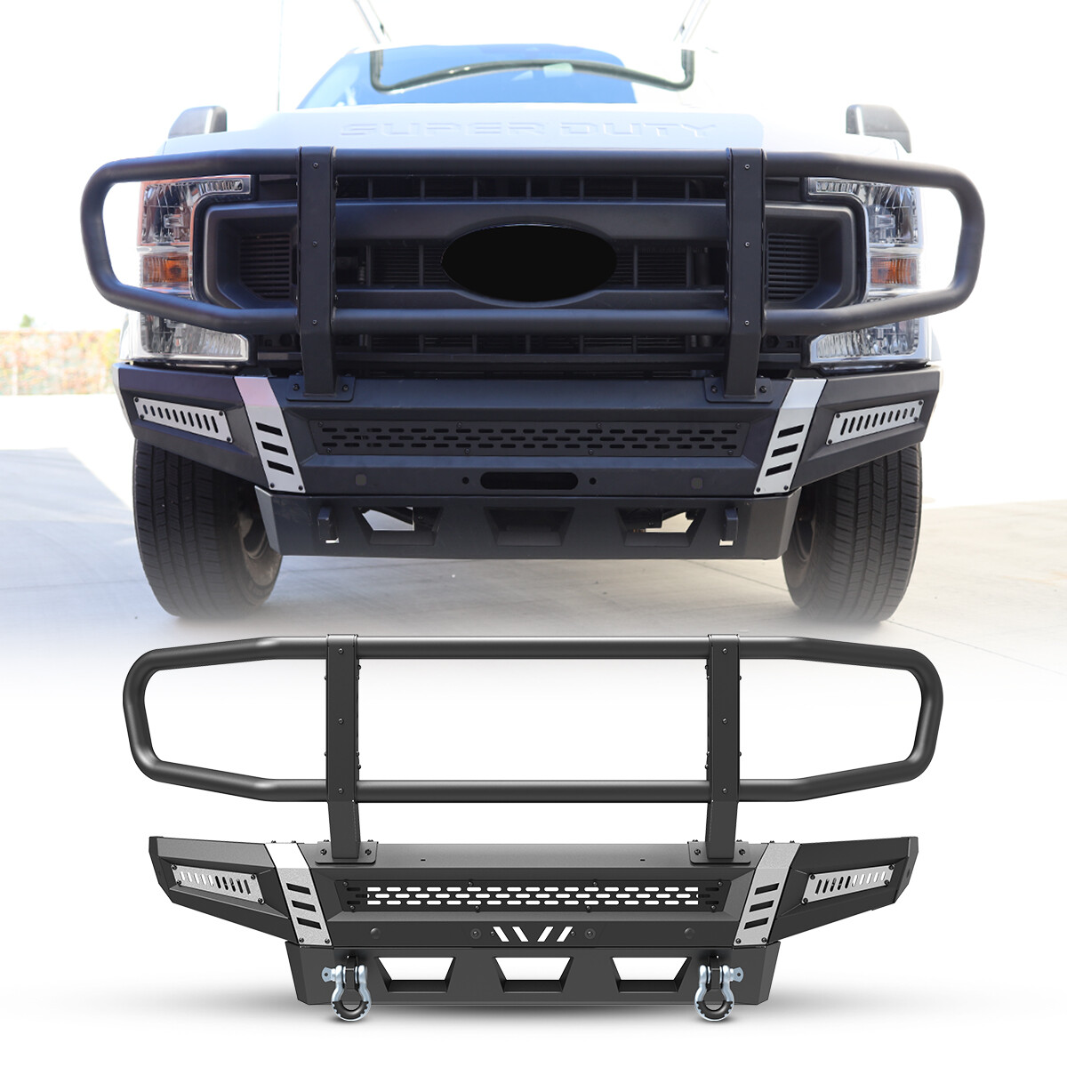 For 2017-2022 Ford F-250 17-22 Front Bumper & Bull Bar w/4