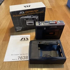 *READ* Vintage Soundesign 7638 Portable Cassette Recorder Japan w/Box + MANUAL