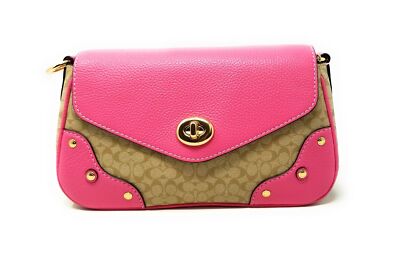 COACH Women's Millie Shoulder Bag In Colorblock Signature Canvas IM/Khaki/Petuni
