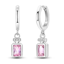 MULA Perfume Bottle Pendant Hoop Earrings CZ Women Jewelry 925 Sterling Silver