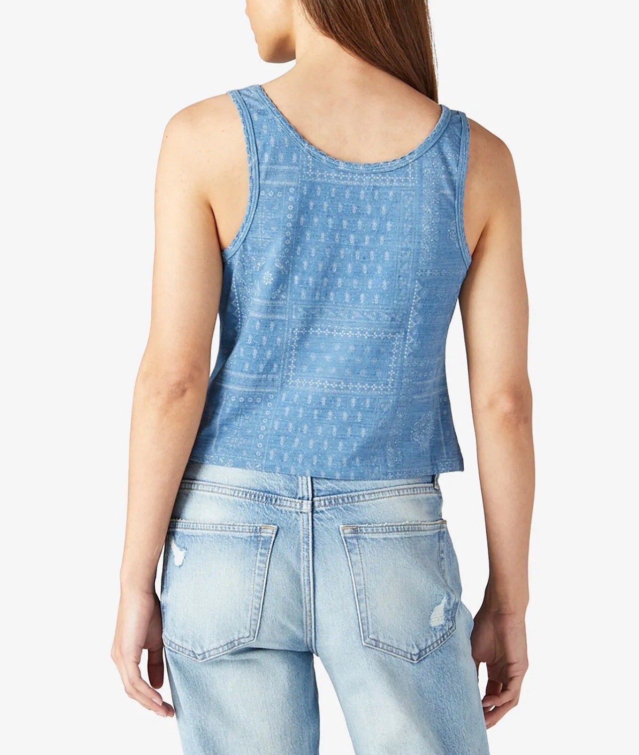 Lucky Brand Women's Waffle Henley Tank Blue Size Medium eBay