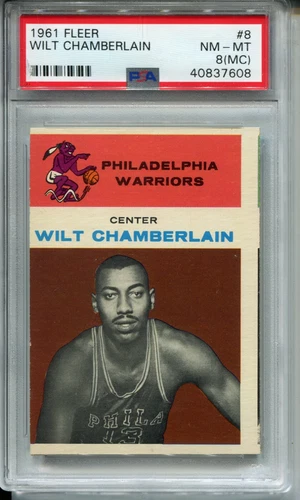 1961 Fleer Wilt Chamberlain Rookie Card PSA 8 NM MINT MC Graded #8