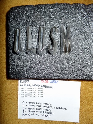 1958 Oldsmobile Hood Letters 'O L D S M' (Read Description)