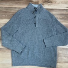 Banana Republic Sweater Mens XL Gray Wool Blend 1/4 Zip Pullover