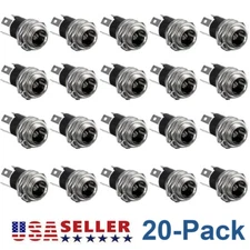 20x DC Power Socket With Nut Supply Jack Socket Panel Mount Connector 3-Pin