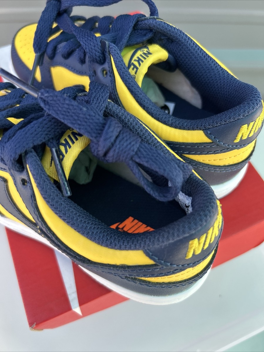 Nike Dunk Low Varsity Maize Michigan Little Kids Size 12c CW1588 