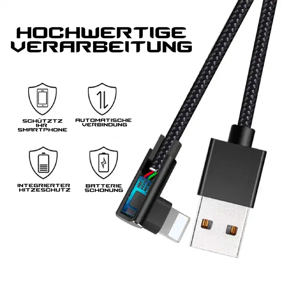 iPhone Ladekabel Nylon Datenkabel für iPhone 14 13 12 11 XR XS X Pro Max 1m - 3m - Bild 4 von 4