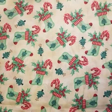 3+ Yards X 43" CHRISTMAS  Stockings Print Cotton Fabric Oakhurst Textiles 116"