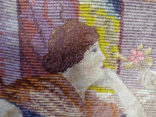 Antik/Vintage Europäische Handarbeit Wandteppich Greco Romantik Thema - Bild 3 von 10